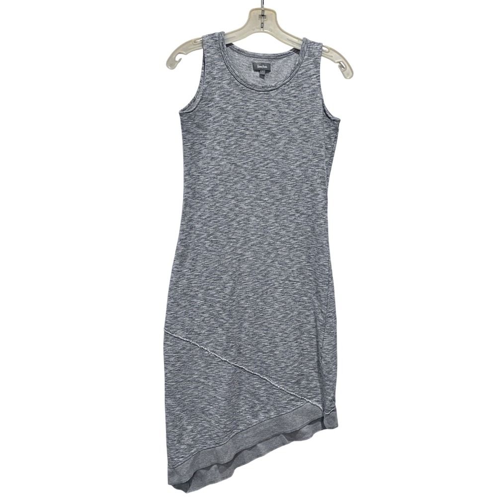 Neiman Marcus Knit Asymmetrical Sleeveless Midi Dress Size M Gray Heather